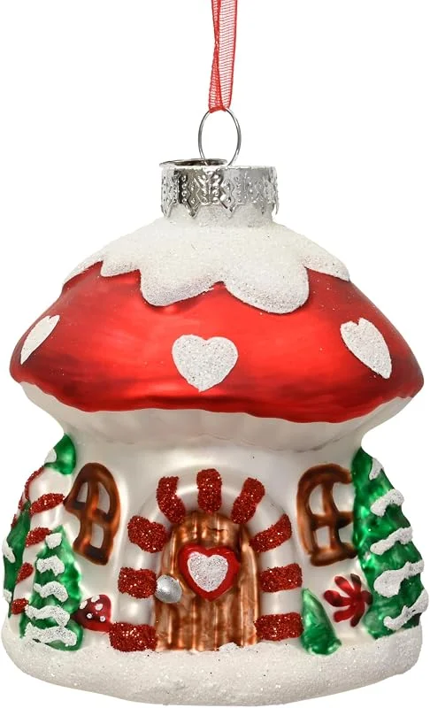 Decoris Adornos para árbol de navidad de cristal, diseño de seta, color rojo y — Decoracion Navidad