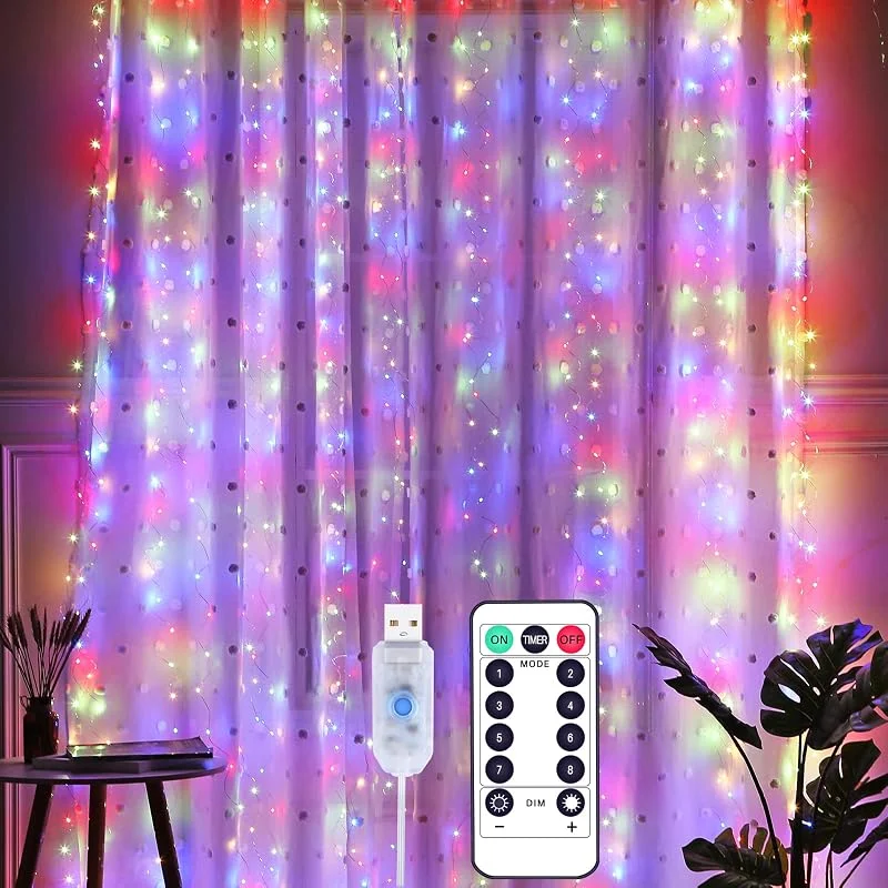 Visita la tienda de Yizhet Yizhet Cortina de Luces 3m x 3m, 300 LED Luces Cortina Navidad por USB — Luces Navidad