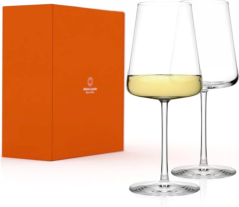 Stölzle Lausitz Juego de 2 copas de vino blanco Power de 400 ml – Copas de vino modernas para el máximo desarrollo del aroma del vino blanco – Noble copa de vino blanco de cristal – Resistente al — Vino y mesa festiva