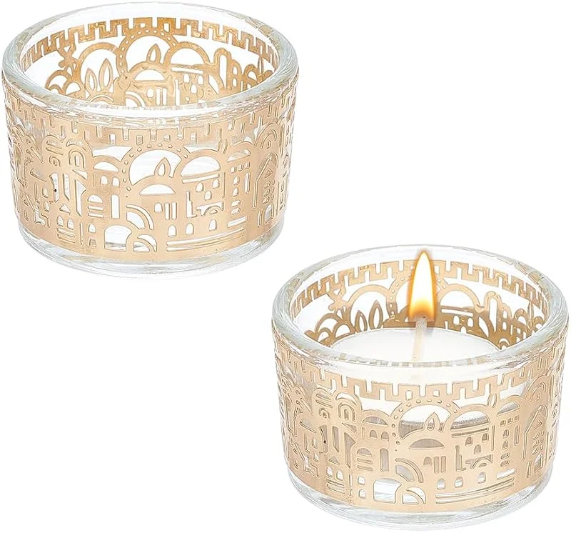 Visita la tienda de NBEADS NBEADS 2 portavelas para velas de té para Shabat, portavelas votivos de aleación de vidrio, portavelas Shabbat, centros de mesa para el hogar, fiesta de Navidad, regalos de Hanukkah, 5 x 3 cm — Cena a la luz de velas