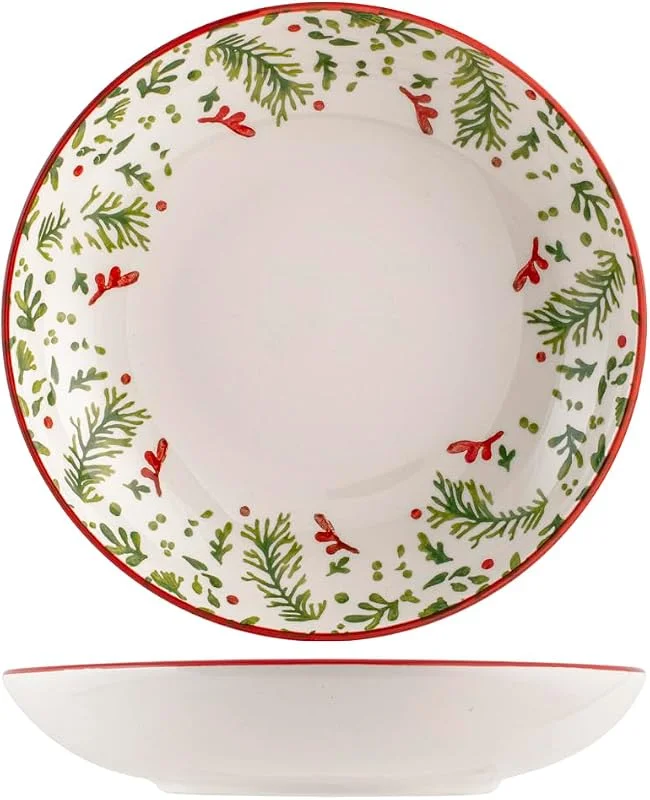 H&H set 6 piatti fondi natalizi Berry cm 20 — Adviento y mesa