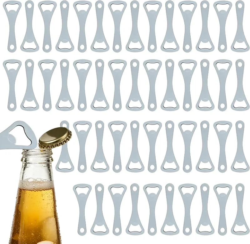 EQULIUS 50 abridores de botellas de acero inoxidable, abridor de cerveza, abrebotellas de cerveza, abridor de botellas, abridor de botellas, abrebotellas para gastronomía y hogar, aprox. 9, 2 x 3, 5 cm, para — Vino y mesa festiva
