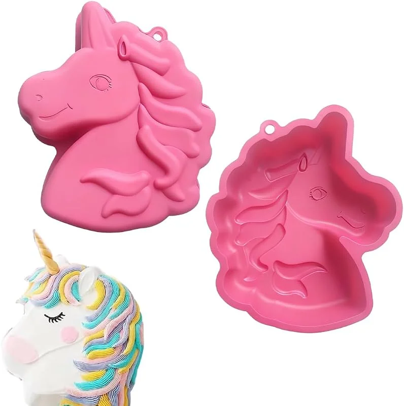 VEOIRXU Molde Tarta Silicona Moldes de Silicona Unicornio Moldes para Tartas de Silicona Molde de Pastel 3D Molde para Hornear Moldes para Tartas de Silicona Molde para Repostería Pan Bizcocho — Hogar y cocina
