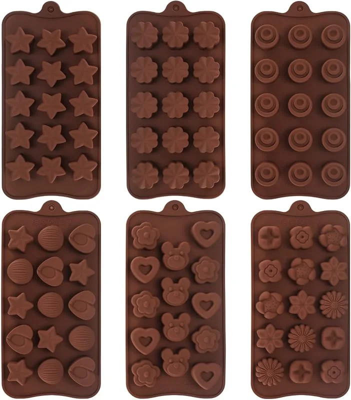 YiPHomn 6 Piezas Moldes de Chocolate de Silicona, Moldes Bandejas de Silicona Flexible para Dulces, Gelatina de Chocolate, Caramelos, Cubitos de Hielo — Hogar y cocina