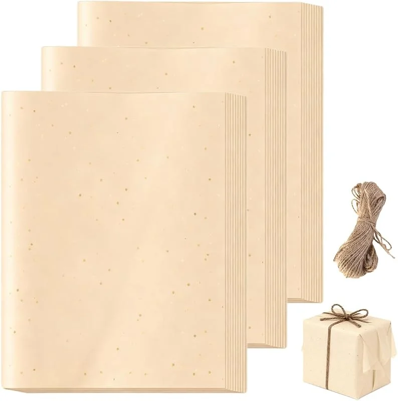 PetGlimmer 30 Hojas Papel de Seda para Envolver con 10m Cordel de Yute de 50 x 70 cm — Envoltorio regalo