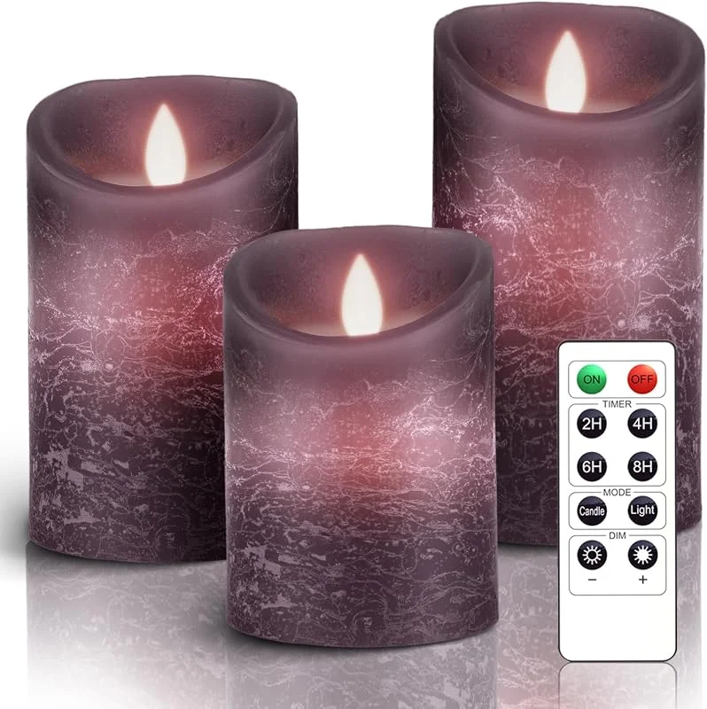 Visita la tienda de AiiBowy LED Velas Sin Llama [3 Piezas], Velas a Pilas, Cera Real, Llama Parpadeante, Control Remoto, Función de Temporización, para Navidad, Cumpleaños, Fiestas, Bodas (Morada) — Cena a la luz de velas