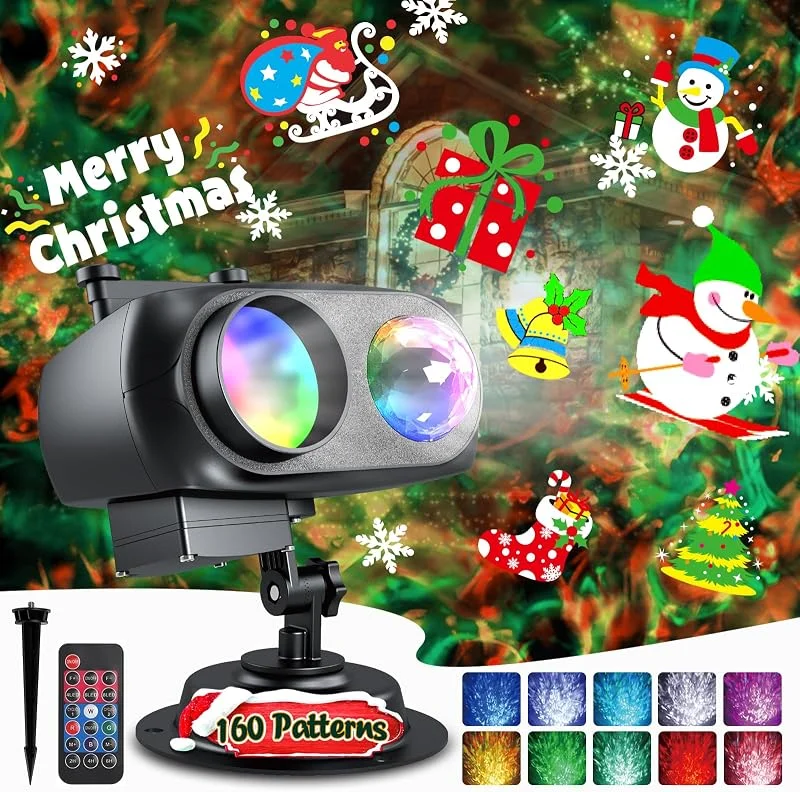Visita la tienda de anysun Anysun Proyector Navidad Exterior, Proyector Natal Exterior con 20 Diapositivas HD y 160 Motivos de Dibujos Animados, Luces Decorativas Copos de Nieve con Control Remoto, Temporizador para Jardín — Luces Navidad