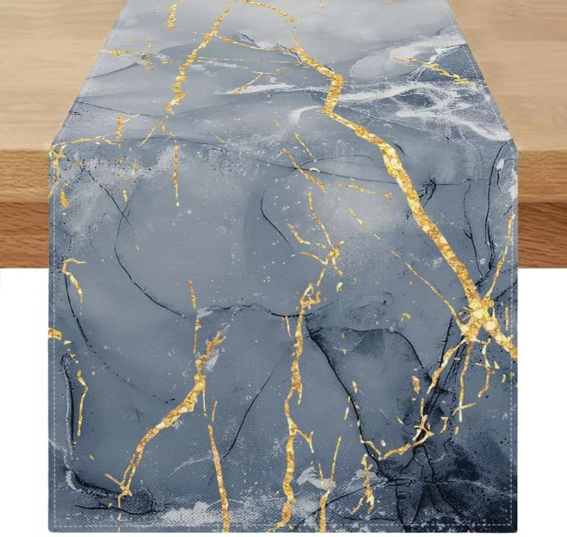 Miuyunya Camino de Mesa Moderno 40 x 140 cm Camino de Mesa de Lino Estilo Rustico Textura Azul Mantel Decoración de Mesa Rectangular Lavable para Fiesta Mesas de Comedor Café Vacaciones — Hogar y cocina