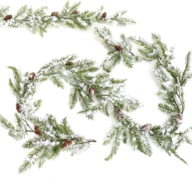 Umllpet Guirnalda de Navidad con piñas, 160 cm, guirnalda de bayas rojas artificiales, guirnalda de abeto, decoración navideña para interior, chimenea, escalera, pared, puerta, exterior — Decoracion Navidad