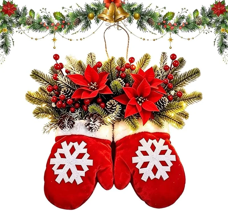 Generic Guantes de Navidad para decoración de flores de Pascua rojas, conos — Decoracion Navidad