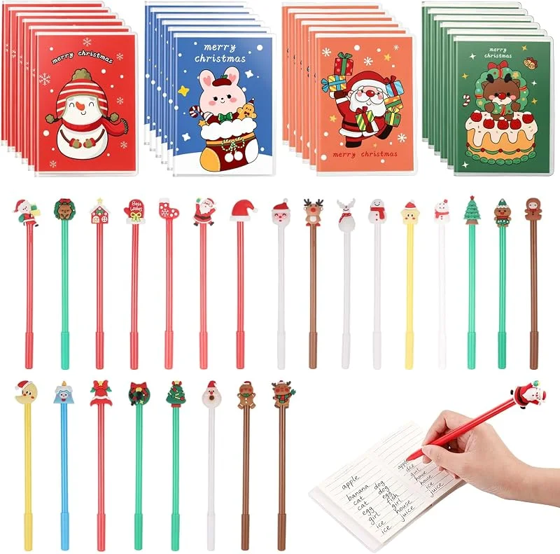 Visita la tienda de JIANTA JIANTA 48 Material Papelería Navideño, 24 Bolígrafos y 24 Libretas Pequeñas — Adviento y mesa