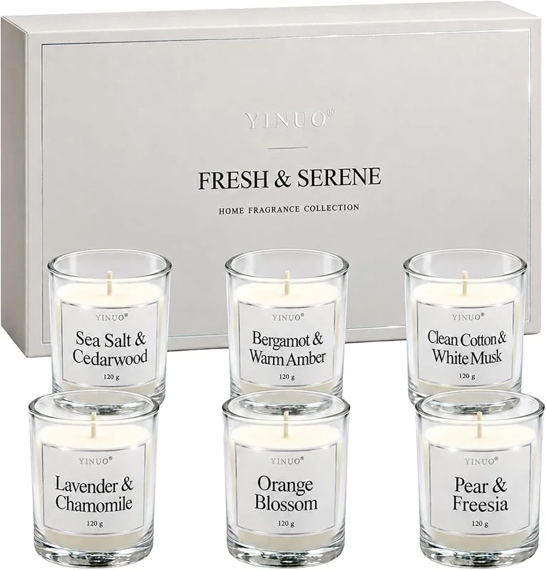 Visita la tienda de YINUO LIGHT Set de velas perfumadas 6 piezas a 120g en vidrio, 6 perfumes, set de regalo de velas perfumadas, regalo de perfume para mujeres, set de velas para la estancia, dormitorio, baño, cumpleaños, Navidad — Cena a la luz de velas