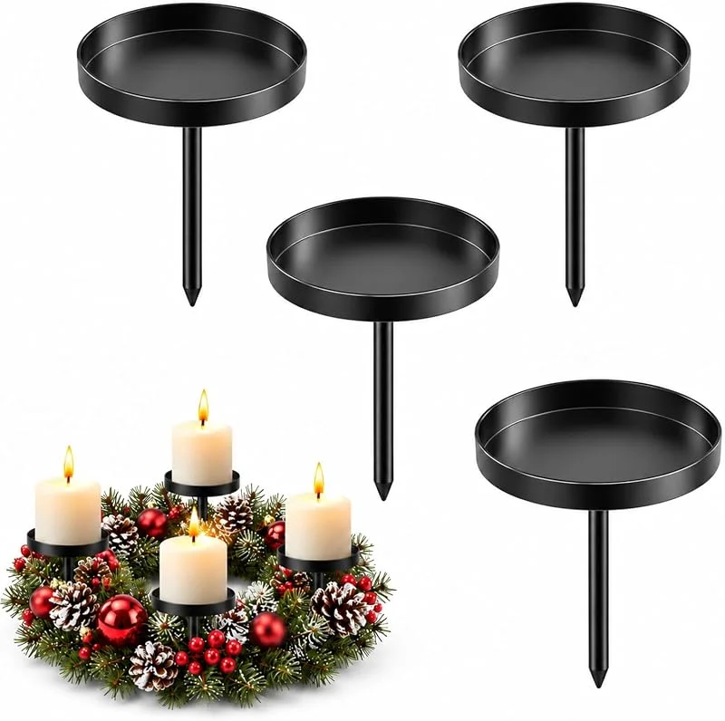 CNMTCCO CNTMCCO Portavelas corona de Adviento para velas de pilar, juego de 4 unidades, candelabros de metal con mandril, para corona de Adviento, decoración de mesa de Navidad — Adviento y mesa