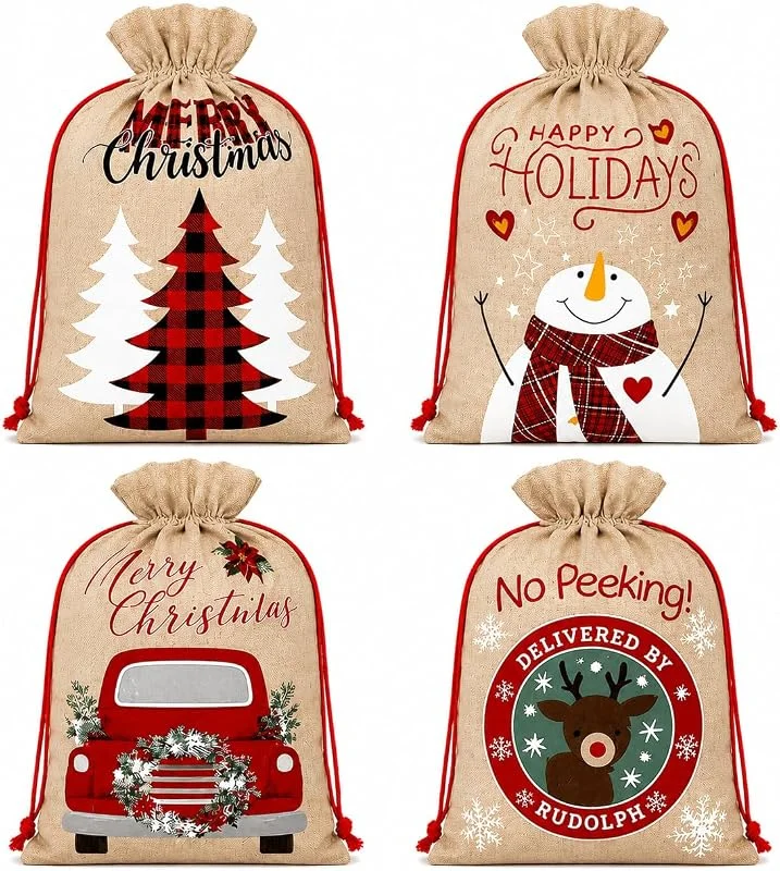 Visita la tienda de TK Gruppe Timo Klingler 4 bolsas de yute XXL de 35 x 50 cm – Saco de Navidad – Saco de Navidad – Bolsa de regalo – Bolsa de Navidad para regalos de Navidad — Envoltorio regalo