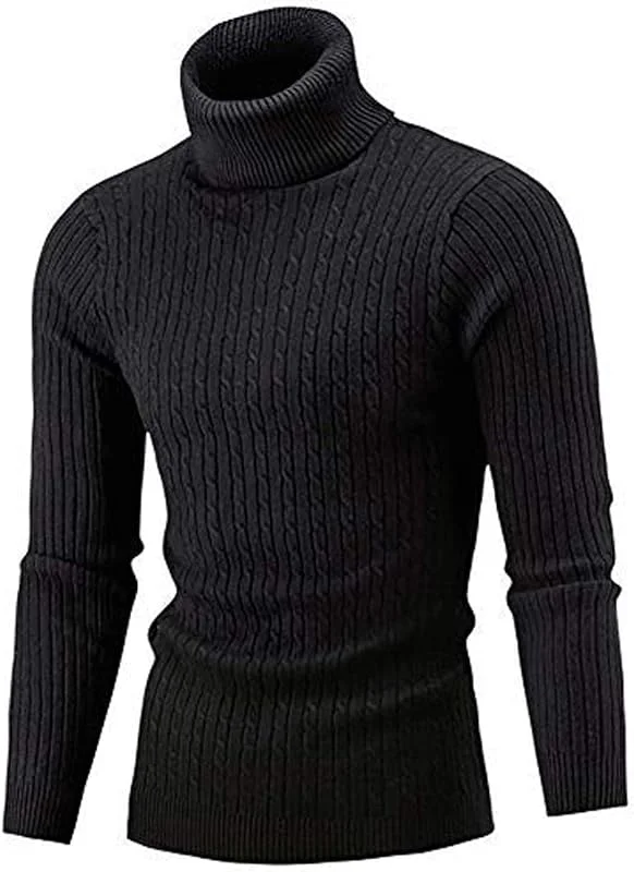 Visita la tienda de AIDEAONE AIDEAONE Suéter de Cuello Alto para Hombre Sudadera de Punto cálida y Ajustada básica — Ropa Navidad