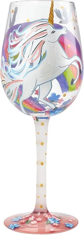 Enesco Lolita, Copa de vino con dibujo de unicornio, Enesco — Vino y mesa festiva