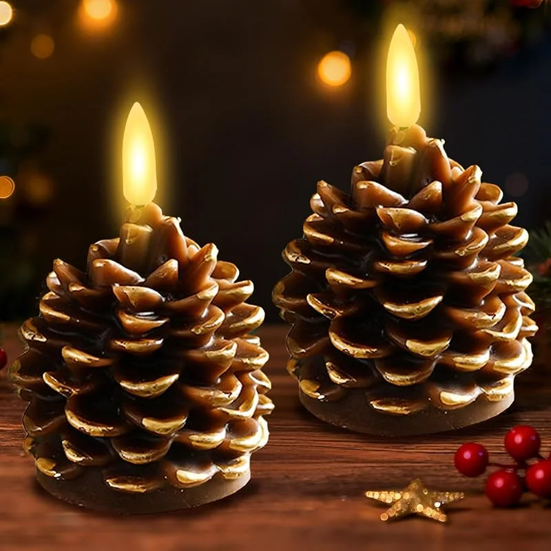 YOUYIKE Piñas Velas LED, Pequeñas Artificiales Velas LED Efecto llama Decoracion Navidad para Diwali Adornos Escritorio (Phnom Penh) — Luces Navidad