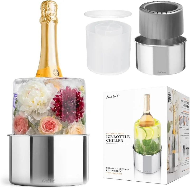 Final Touch Enfriador de botellas de hielo, centro de mesa versátil para eventos especiales, fácil de usar y de larga duración, personalizable para cualquier ocasión (FTC14) — Vino y mesa festiva
