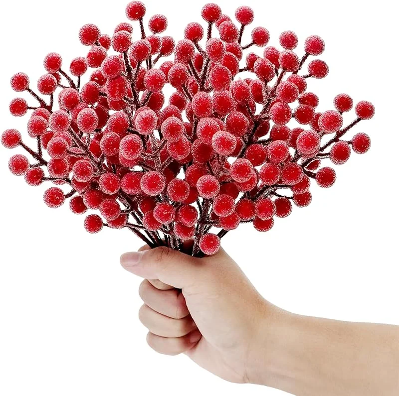 GWAWG 16 tallos de bayas artificiales esmeriladas, 18 cm, púas de bayas nevadas para árbol de Navidad, decoración de árbol de Navidad, manualidades, boda, decoración del hogar de invierno — Decoracion Navidad
