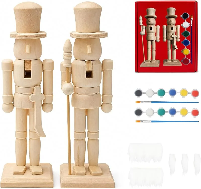 Hengrongshen Cascanueces para pintar, decoración navideña, juego de — Decoracion Navidad