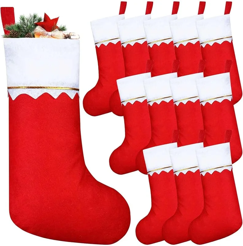 PUERHUACI 12 Piezas Calcetines Chimenea Navidad, Calcetines Navidad Personalizados, Christmas Socks para Decoracion Árbol de Navidad 36 x 23 x 16cm — Decoracion Navidad