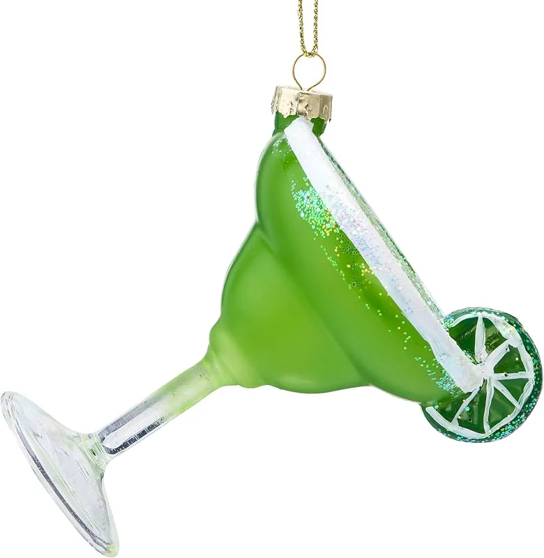 Joiedomi Adorno de cristal de margarita de cóctel de Navidad, adorno de vidrio soplado para decoración de árbol de Navidad, adorno de bebidas para adultos para regalo de Navidad, recuerdo de fiesta de — Decoracion Navidad