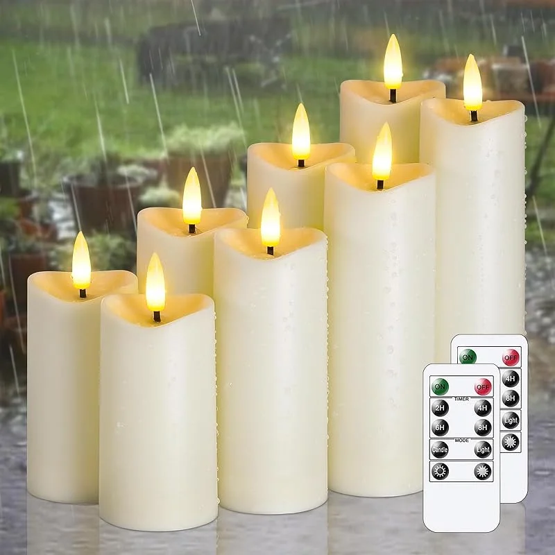 Visita la tienda de Zevanor Velas LED Columna Sin Llama Impermeables Diámetro 5, 5cm Alturas (10 12, 5 15 17, 5 cm) Marfil Mando Distancia Temporizador a Pilas Diseño Plástico Onda Pack 8 Exterior Efecto Parpadeante — Luces Navidad