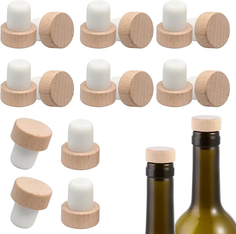 Dekorinex 16 Piezas Tapones T de Madera para Botellas de Vino, T-Shape Corchos de Vino — Vino y mesa festiva