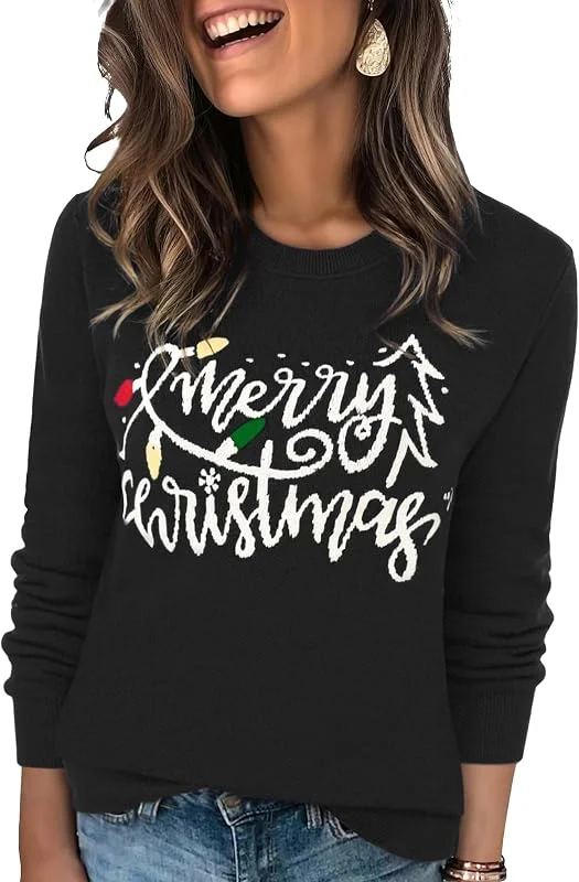 Visita la tienda de Wayleb Jersey Navideño para Mujer Manga Larga Suéter de Invierno Cálido de Punto Cuello Redondo para Fiesta Navideña S-3XL — Ropa Navidad