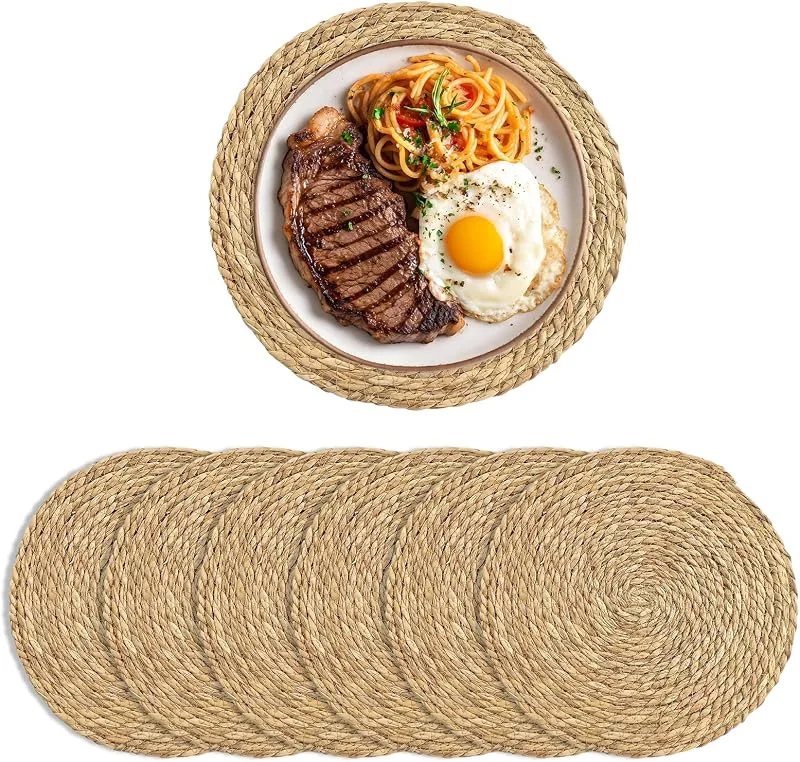 Huwaovi Juego de 6 Manteles Individuales Redondos 30cm Salvamanteles Individuales de Tejido Natural Trenzados Mantel Resistente al Calor Antideslizantes para Cocina Comedor Hoteles Fiestas Bodas — Hogar y cocina