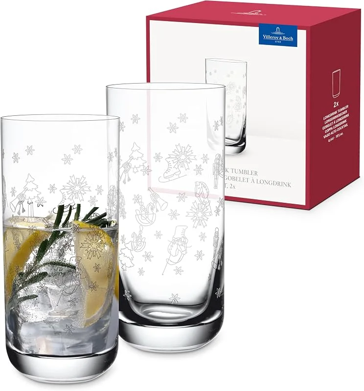 Villeroy & Boch, Toy's Delight Vasos Largos Claros, Apto Para Lavavajillas, Vasos De Cocteles, Copas De Cocktail, Navidad, Vidrio De Cristal — Adviento y mesa