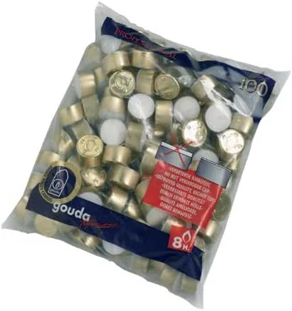 Visita la tienda de Bolsius 100 Bolsius Long Burn 8 Hour Tea Lights, Gold Cup — Cena a la luz de velas