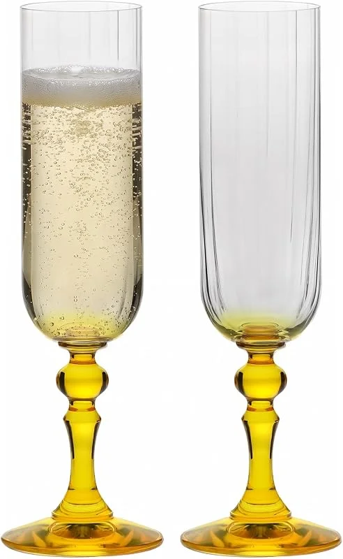 Visita la tienda de Krosno KROSNO Copas de Champán Juego de 2, 220 ml, Colección Bubble — Vino y mesa festiva