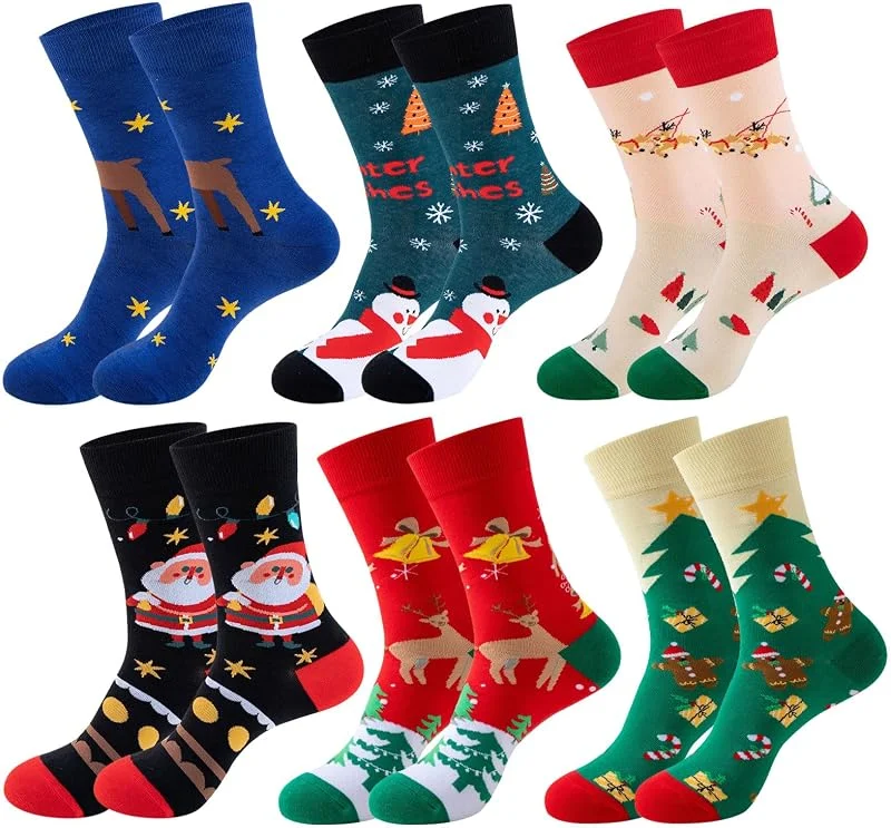 Visita la tienda de Furforstk calcetines navidad 6 pares calcetines navideños divertidos — Decoracion Navidad