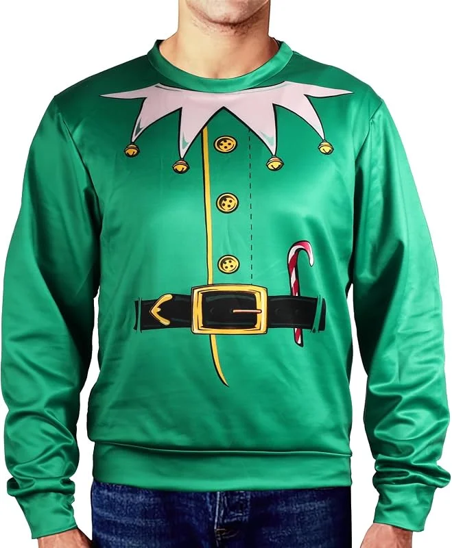 TAGVO Camisetas de Navidad Hombre Camisetas 3D Patrón Impreso Casual T-Shirt de Manga Larga Tops M-5XL — Ropa Navidad