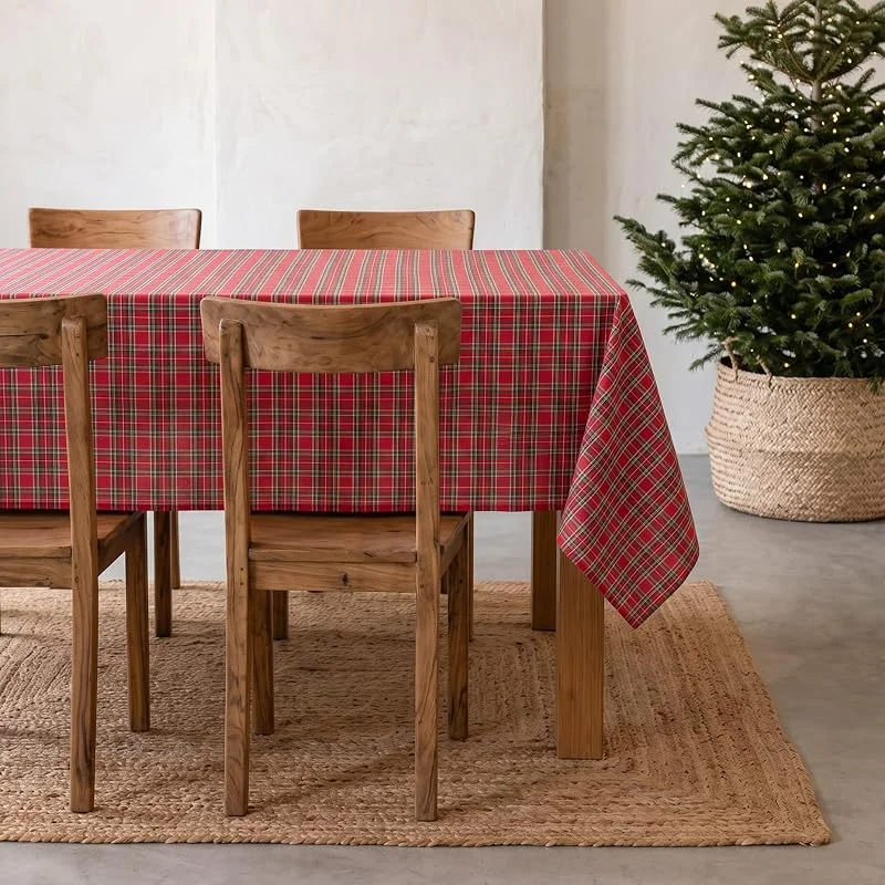 Visita la tienda de GAMUSI GAMUSI Mantel Mesa Rectangular Navidad Tela Cuadro Rojo Hilo Oro Mesa Comedor Decoración Navideña 140x350 cm Color Rojo — Hogar y cocina