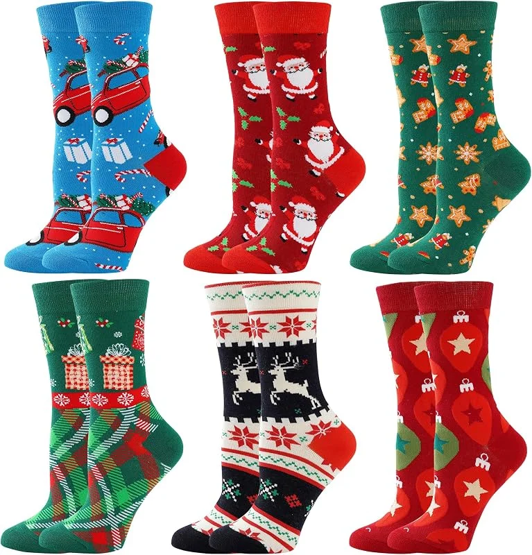 Visita la tienda de BISOUSOX BISOUSOX 6 Pares Navideños Calcetines Divertidos de Algodón para Mujer y Hombre - Calcetín de Papá Noel 36-40 — Decoracion Navidad