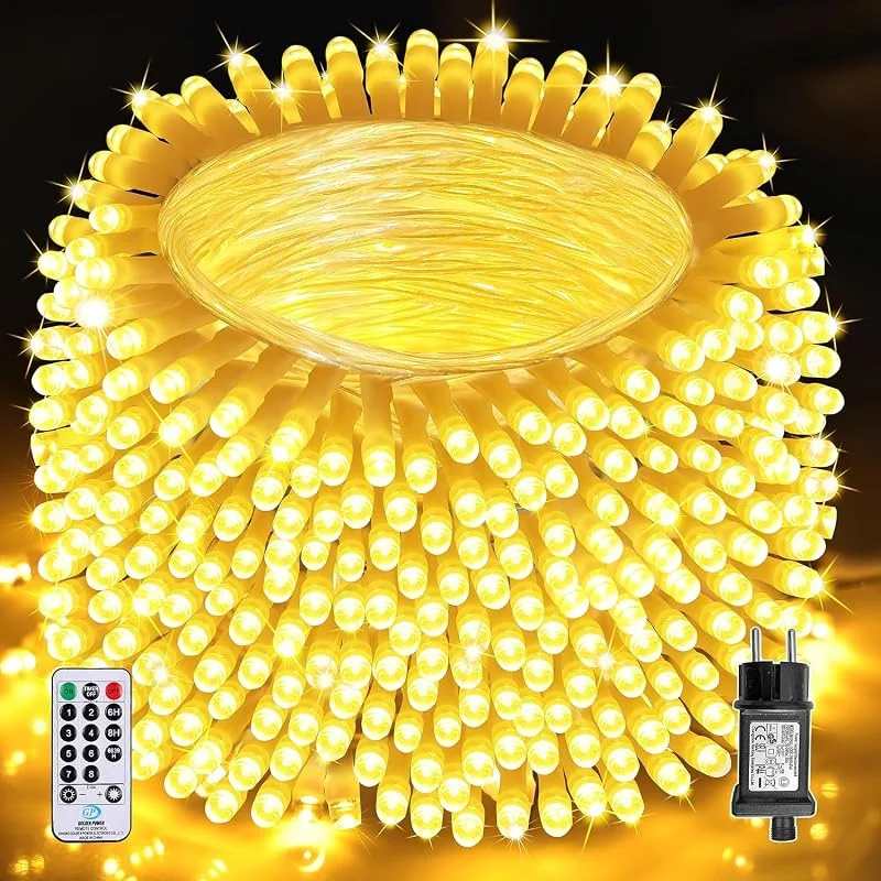 Auriostar Luces Navidad 40m LED, Guirnalda Impermeable IP44, Árbol Navideño Interior con 8 Modos, Luces Exteriores para Balcón, Habitación, Fiestas, Boda