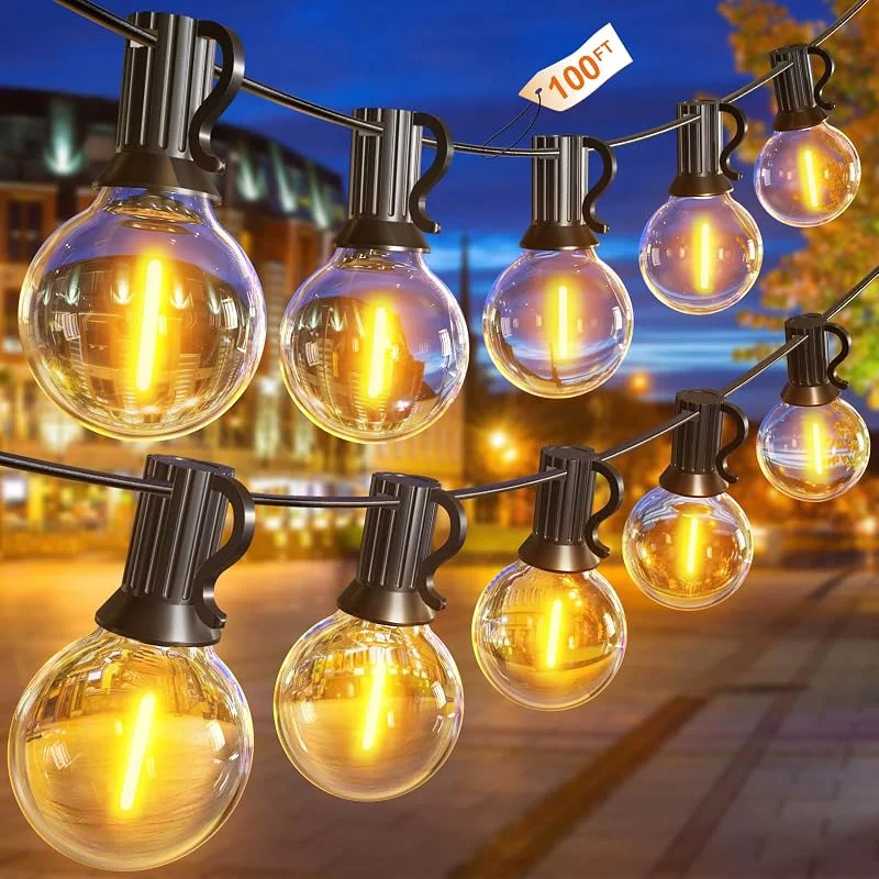 Visita la tienda de GLUROO GLUROO Guirnaldas Luminosas Exterior 30M, Cadena de Luces Exterior con 52 G40 Bombillas de Plástico Inastillable, Impermeable Guirnaldas Luces LED para de Jardines Patios Bares — Luces Navidad