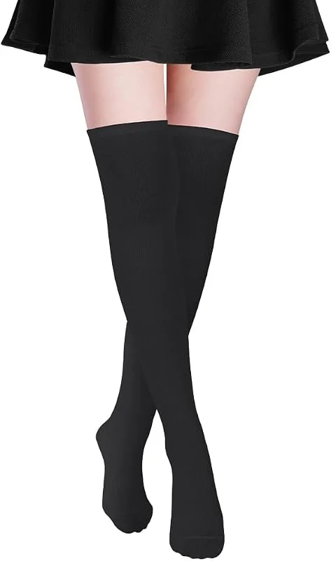 Alaoo Calcetines Hasta la Rodilla para Mujer, Calcetines Altos a Rayas — Ropa Navidad