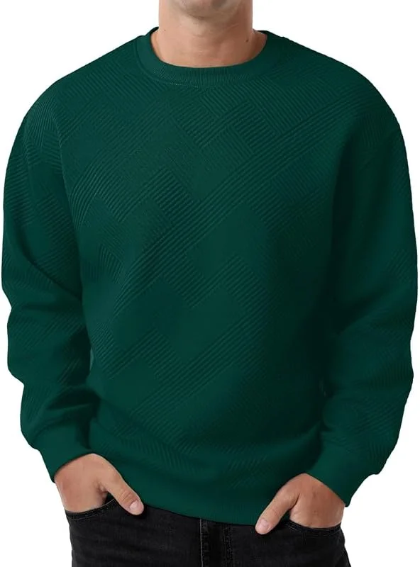 Visita la tienda de PrinStory PrinStory Sudaderas de manga larga para hombre, cuello redondo, con textura, cálido, con dobladillo acanalado — Ropa Navidad