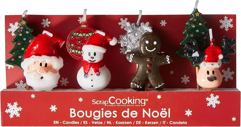 Scrapcooking 5021 Navidad - Juego de 8 velas de parafina, multicolor 10, 5 x 17 x 2, 5 cm — Cena a la luz de velas