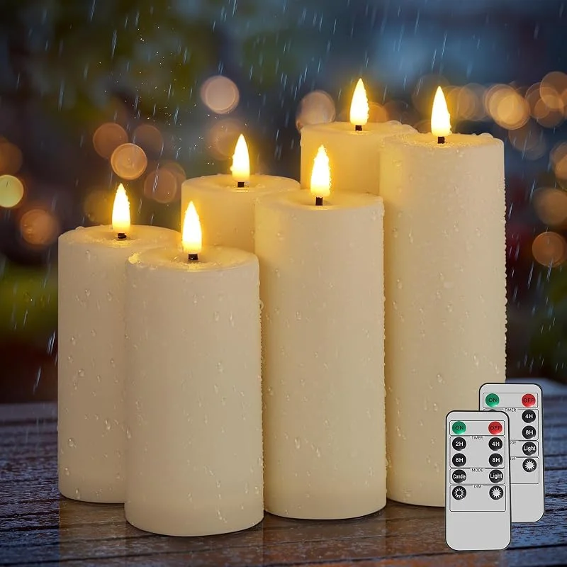 Visita la tienda de Kimjo Kimjo Velas LED Sin Llama para Exteriores, Llama en Forma de Bala, 6 Piezas — Decoracion Navidad