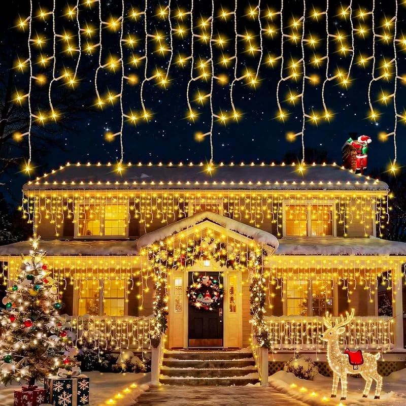 Buudala Cortina Luces Navidad Exterior, 16+5M 500LEDs, Luces Navidad Exterior con 8 Modos y Temporizador, IP65 Impermeable, Decoracion Natal para Fiestas, Bodas, Festivales, Balcon, Aleros, escaleras