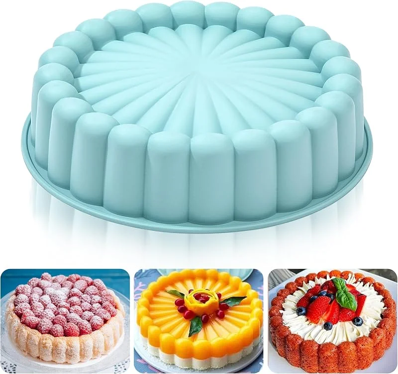 Heveer Moldes de Silicona Charlotte Redondos Molde para Tartas Reutilizable Formas para Bolos Molde Silicona Horno para Tarta de Queso Chocolate Pan 10 Pulgadas Azul — Hogar y cocina