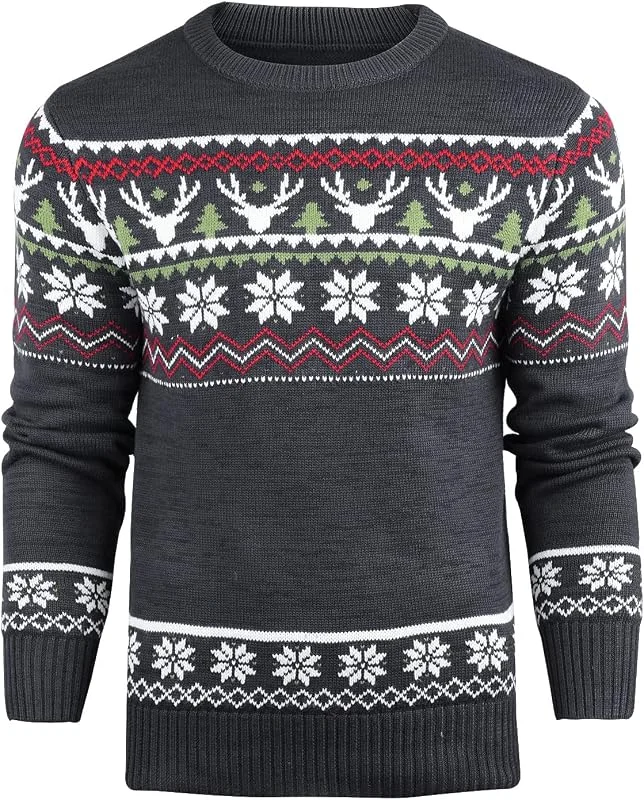 Visita la tienda de Danfiki Suéter para hombre, cuello redondo, suave, casual, de punto, clásico, para Navidad, invierno, suéter cálido — Ropa Navidad