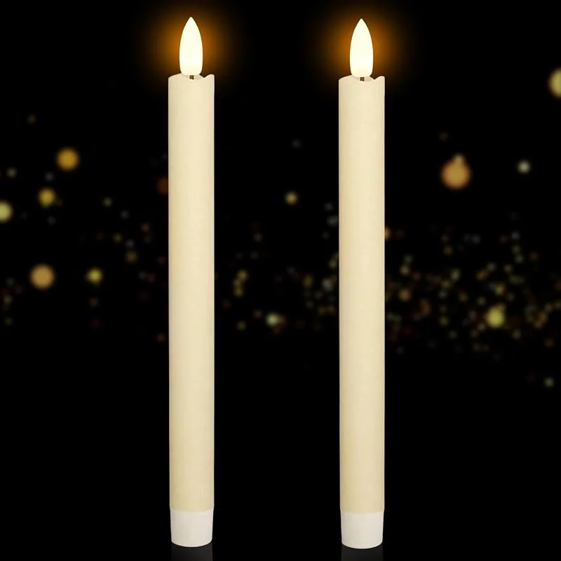 LQTSLFM 2 Piezas Velas LED Beige Largas Sin Llama Velas Electricas Vela LED Larga Velas Pilas Largas para Halloween, Navidad, Bodas, Fiesta(Requiere 2 Pilas AA, No Incluidas) — Cena a la luz de velas