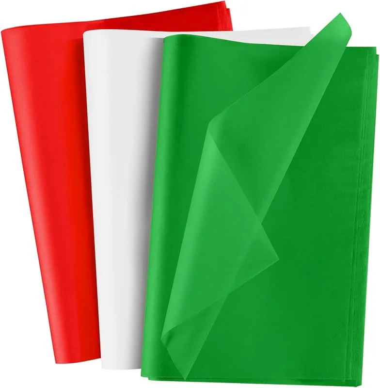Visita la tienda de NEBURORA NEBURORA 100 hojas de papel de seda rojo verde y blanco papel de seda para envolver de Navidad bolsas de manualidades y decoraciones para fiestas — Envoltorio regalo