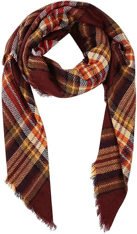 Boolavard Plaid Cashmere Feel Classic Soft Luxurious Winter Scarf Para Hombres Mujeres — Ropa Navidad