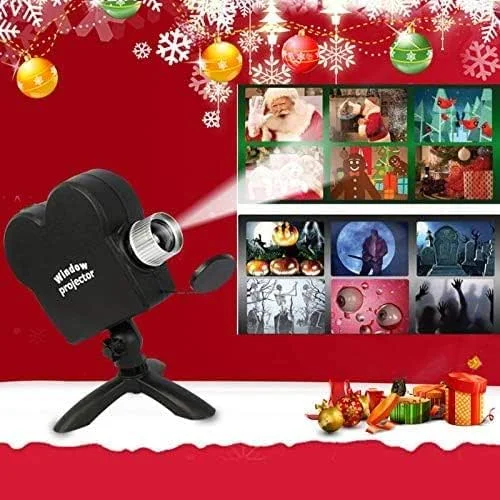 Ichele Proyector de luz para ventana, Star Shower 12 películas, Halloween, Navidad, lámpara de proyección, pantallas festivas, negro, LCD o DLP, conector 3.5 mm, control — Hogar y cocina